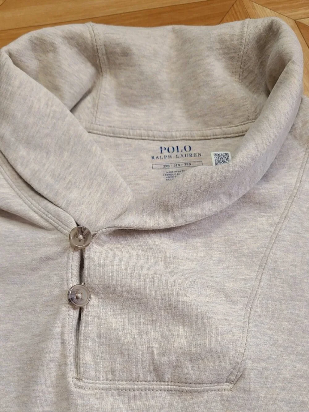 Polo Ralph Lauren Mens 3XL Shawl Collar Sweatshirt Heather Beige Pullover